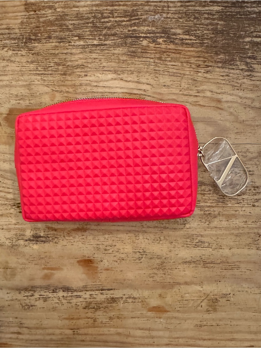 NEW VALENTINO Beauty Red Studded Rubber Makeup Pouch Cosmetic Pouch